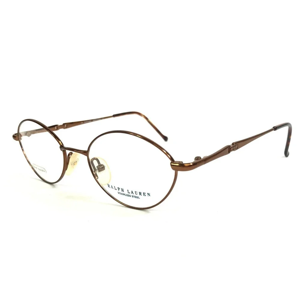 Vintage Ralph Lauren Eyeglasses Frames RL619 8ZF Shiny Brown Oval 48-18-135